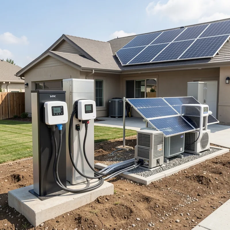 Installateur raccordant le circuit dédié d&rsquo;une borne de recharge au tableau électrique