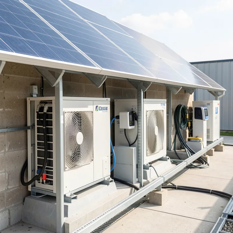 Vue de toitures urbaines équipées de panneaux solaires dans l&rsquo;agglomération lyonnaise