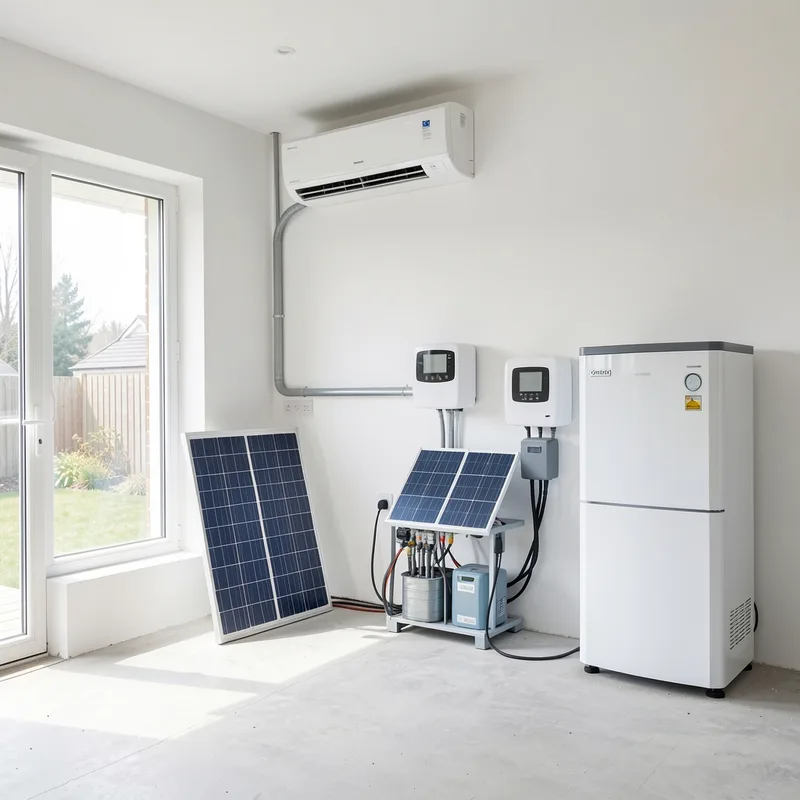 Unité extérieure de climatisation réversible fixée sur une console en façade de maison