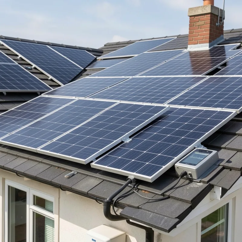 Grande toiture de pavillon bressan entièrement équipée de panneaux photovoltaïques
