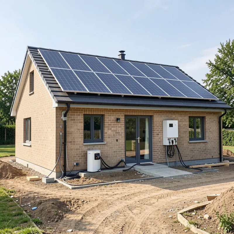 Technicien vérifiant le raccordement électrique d&rsquo;une installation solaire résidentielle